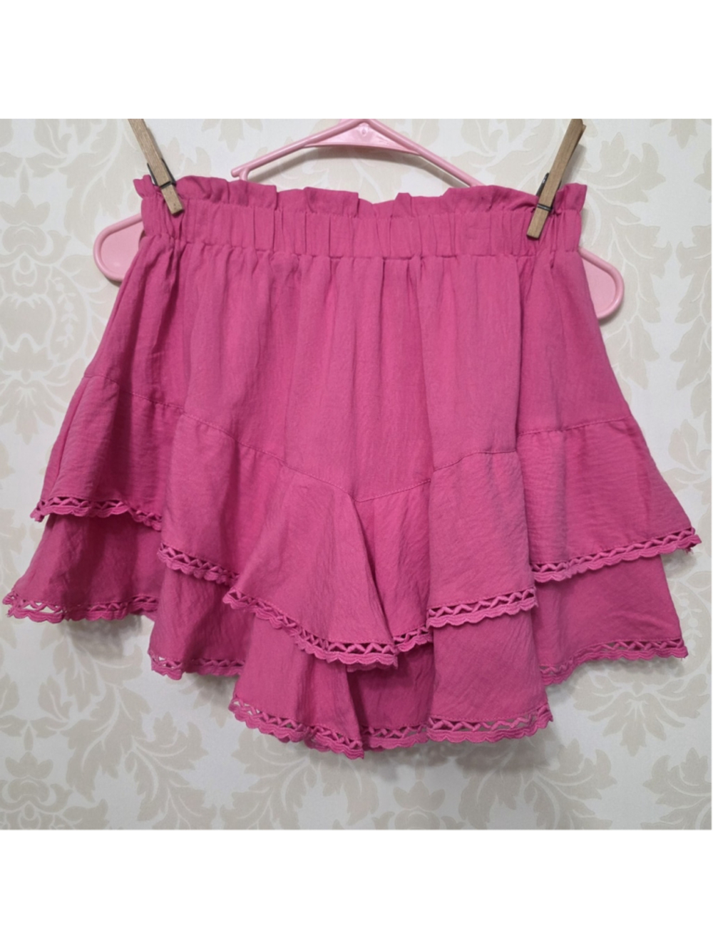 Pink Ruffle Layered Boho Mini Skort High Rise Cowgirl Western Women's Size S